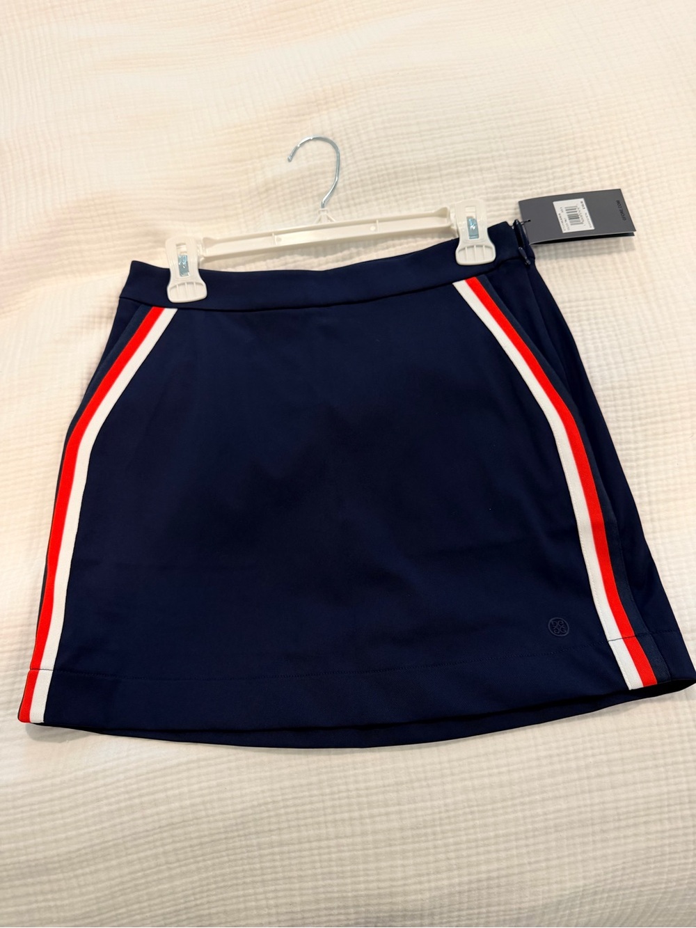 G/FORE Navy Athletic Stripe Golf Skort - Red & White Trim